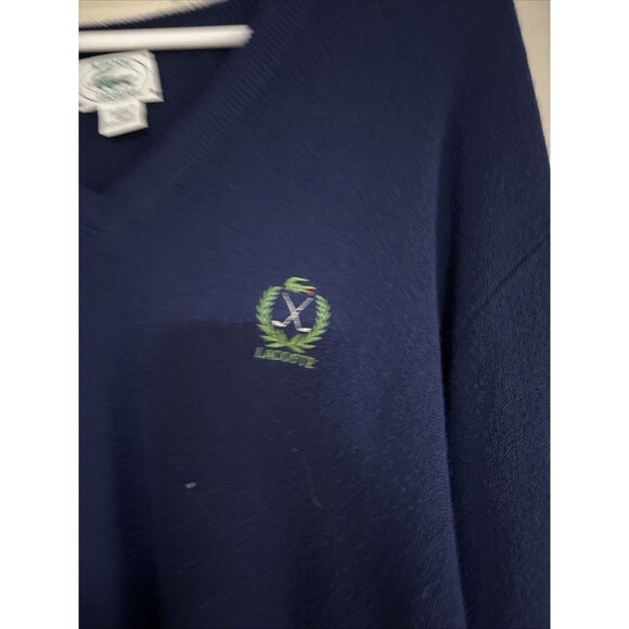 Vintage Izod Lacoste Sweater Mens XL Navy Knit USA 80s Golf Preppy Orlon Acrylic - Picture 2 of 8